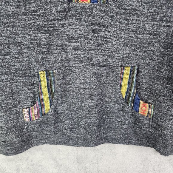 Womens Skönahet Black Native Boho Hoodie Sweatshirt V Neck Tie Long Sleeve XL - Picture 3 of 11